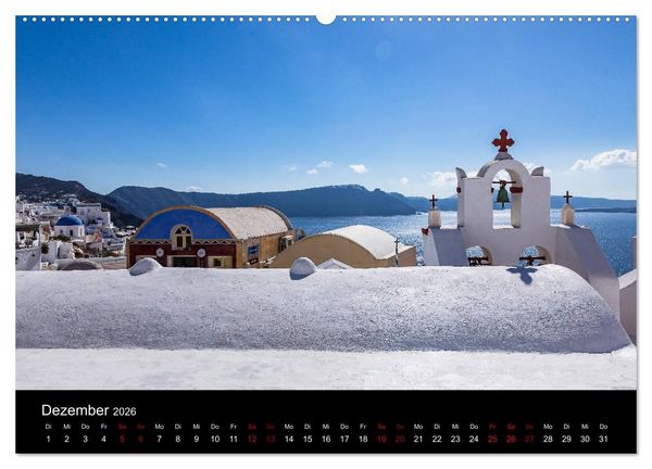 Produktbild: Santorini - K&ouml;nigin der Kykladen (hochwertiger Premium Wandkalender 2026 DIN A2 quer), Kunstdruck in Hochglanz
