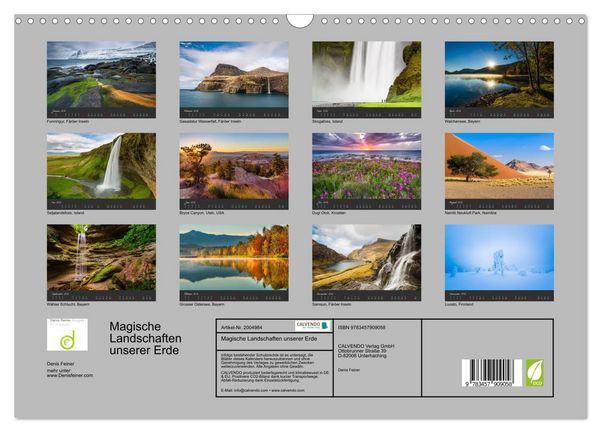 Produktbild: Magische Landschaften unserer Erde (Wandkalender 2026 DIN A3 quer), CALVENDO Monatskalender