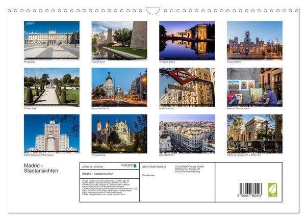 Produktbild: Madrid - Stadtansichten (Wandkalender 2026 DIN A3 quer), CALVENDO Monatskalender