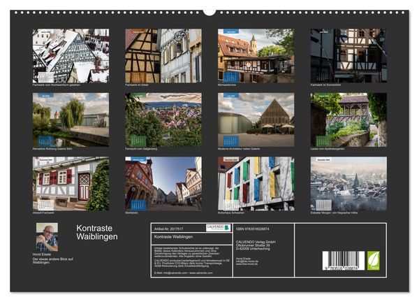 Produktbild: Kontraste Waiblingen (hochwertiger Premium Wandkalender 2026 DIN A2 quer), Kunstdruck in Hochglanz