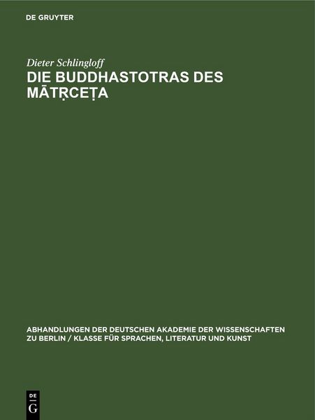 Produktbild: Die Buddhastotras des Mātṛceṭa