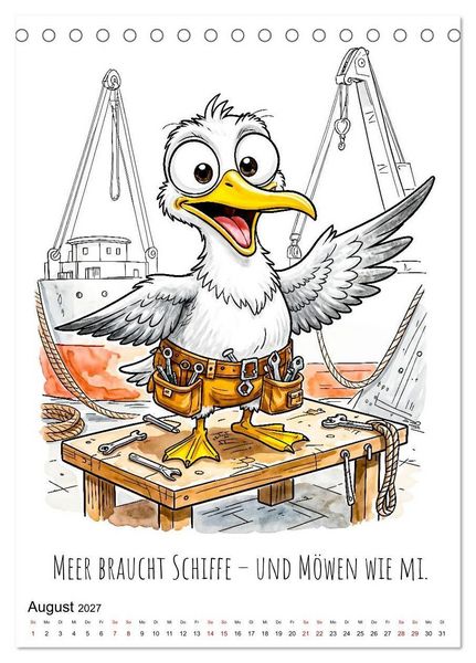 Produktbild: Freche K&uuml;sten‑M&ouml;wen - Lustiger maritimer Cartoon‑Kalender (Tischkalender 2027 DIN A5 hoch), CALVENDO Monatskalender