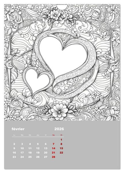 Produktbild: Coloriage (Calendrier mural 2026 DIN A4 horizontal), CALVENDO calendrier mensuel