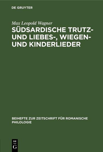 Produktbild: S&uuml;dsardische Trutz- und Liebes-, Wiegen- und Kinderlieder
