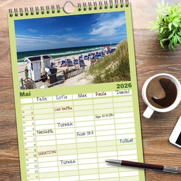 Produktbild: Familienplaner 2026 - Magisches Sylt mit 5 Spalten (Wandkalender, 21 x 45 cm) CALVENDO