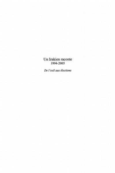 Produktbild: Un irakien raconte 1994-2005