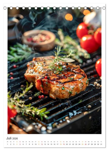 Produktbild: Food BBQ - Deftiges aus der Gourmet-K&uuml;che (Tischkalender 2026 DIN A5 hoch), CALVENDO Monatskalender