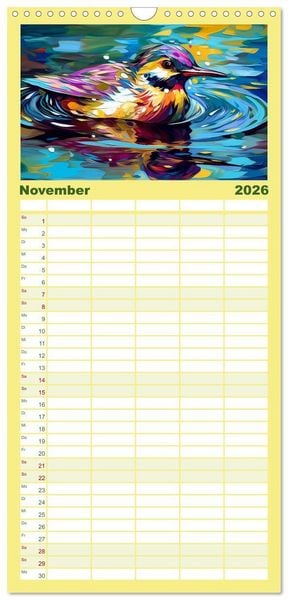 Produktbild: Familienplaner 2026 - Flieg und trag die Farben ins Licht mit 5 Spalten (Wandkalender, 21 x 45 cm) CALVENDO