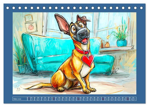 Produktbild: Malinois Fun. Lustige Cartoons vom Diensthund des Jahres! (Tischkalender 2026 DIN A5 quer), CALVENDO Monatskalender