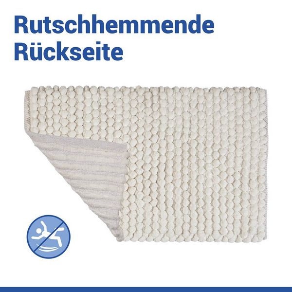 Produktbild: Badteppich Mod. Solivo Wei&szlig;, 50 x 80 cm, rutschfest und waschbar bis 30 &deg;C