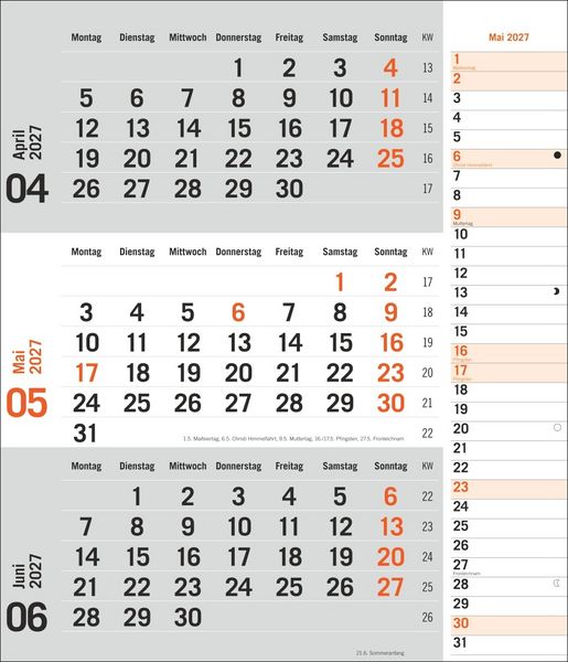 Produktbild: times&more 3-Monatsplaner, orange 2027