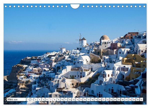 Produktbild: Santorini - Strahlendes Wei&szlig; an der Caldera (Wandkalender 2026 DIN A4 quer), CALVENDO Monatskalender