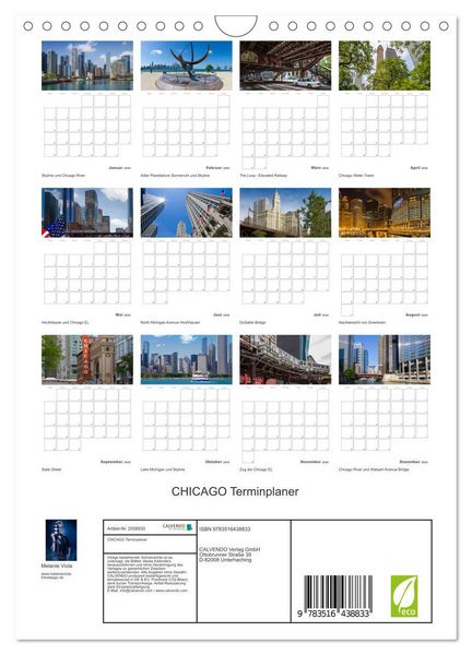 Produktbild: CHICAGO Terminplaner (Wandkalender 2026 DIN A4 hoch), CALVENDO Monatskalender