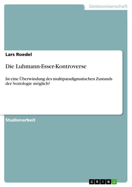 Produktbild: Die Luhmann-Esser-Kontroverse