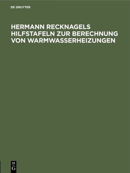 Produktbild: Hermann Recknagels Hilfstafeln zur Berechnung von Warmwasserheizungen