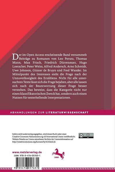 Produktbild: Der deutschsprachige Nachkriegsroman und die Tradition des unzuverl&auml;ssigen Erz&auml;hlens