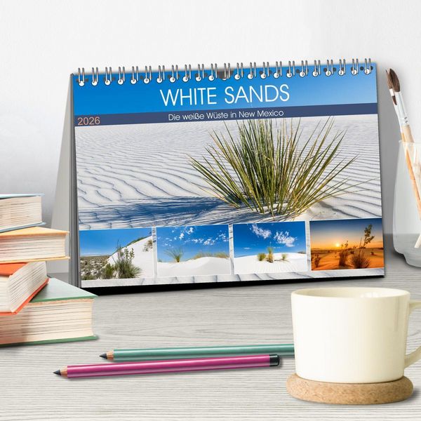 Produktbild: WHITE SANDS Die wei&szlig;e W&uuml;ste in New Mexico (Tischkalender 2026 DIN A5 quer), CALVENDO Monatskalender