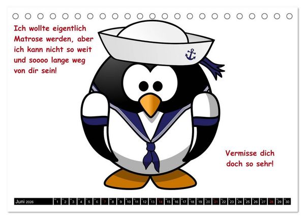 Produktbild: Pinguine im siebten Himmel! (Tischkalender 2026 DIN A5 quer), CALVENDO Monatskalender