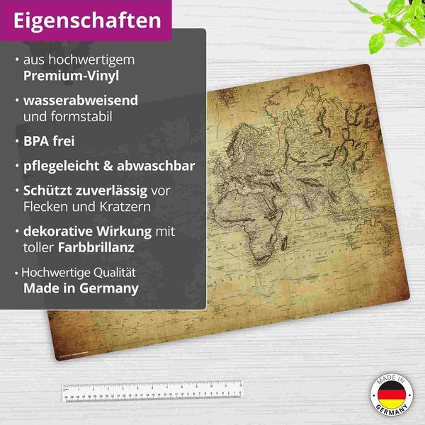 Produktbild: Cover-your-desk Schreibtischunterlage f&uuml;r Kinder und Erwachsene Weltkarte vintage, aus hochwertigem Vinyl , 60 x 40 cm
