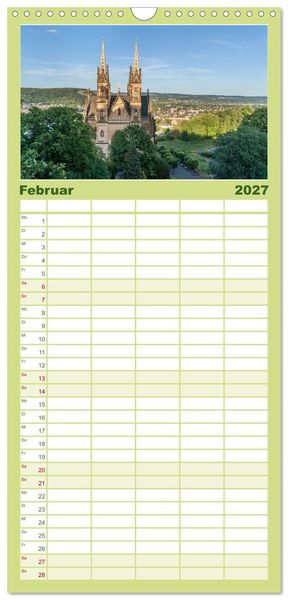Produktbild: Familienplaner 2027 - Unterwegs - Rhein-Burgen-Weg mit 5 Spalten (Wandkalender, 21 x 45 cm) CALVENDO