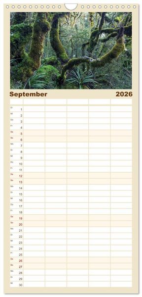 Produktbild: Familienplaner 2026 - Neuseeland - Traumlandschaften aus einem Naturparadies mit 5 Spalten (Wandkalender, 21 x 45 cm) CALVENDO