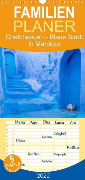 Produktbild: Familienplaner Chefchaouen - Blaue Stadt in Marokko (Wandkalender 2022 , 21 cm x 45 cm, hoch)