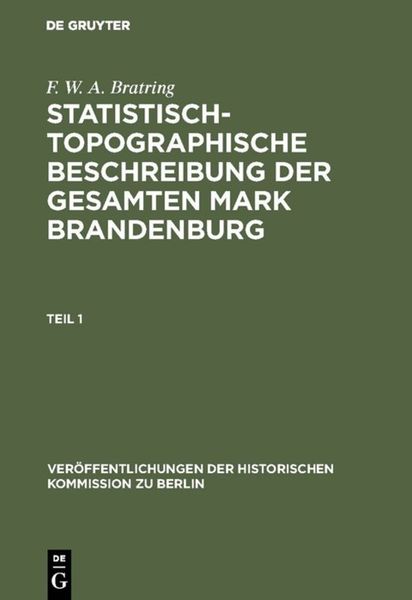 Produktbild: Statistisch-topographische Beschreibung der gesamten Mark Brandenburg