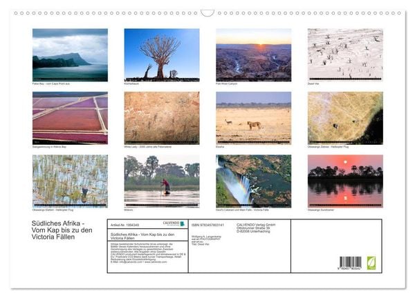 Produktbild: S&uuml;dliches Afrika - Vom Kap bis zu den Victoria F&auml;llen (Wandkalender 2026 DIN A2 quer), CALVENDO Monatskalender