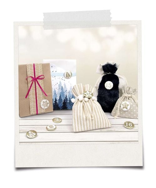 Produktbild: Folia Adventskalender Buttons PERLMUTT 24er Set