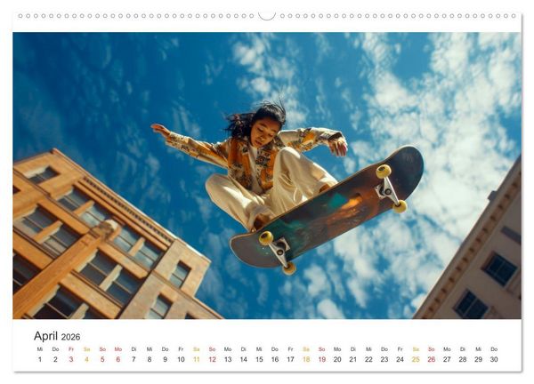 Produktbild: Skateboarding - tolle Momente (Wandkalender 2026 DIN A2 quer), CALVENDO Monatskalender