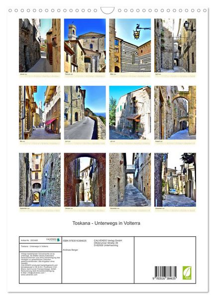 Produktbild: Toskana - Unterwegs in Volterra (Wandkalender 2026 DIN A3 hoch), CALVENDO Monatskalender