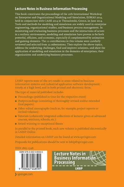 Produktbild: Enterprise and Organizational Modeling and Simulation