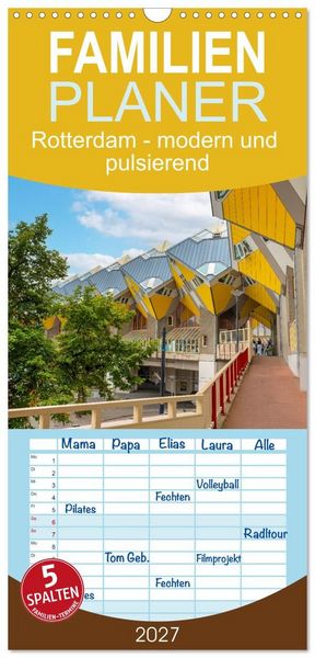 Produktbild: Familienplaner 2027 - Rotterdam - modern und pulsierend mit 5 Spalten (Wandkalender, 21 x 45 cm) CALVENDO