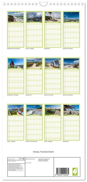 Produktbild: Familienplaner 2026 - Ostsee, Fischland-Dar&szlig; mit 5 Spalten (Wandkalender, 21 x 45 cm) CALVENDO