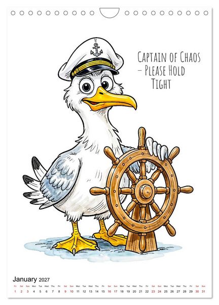 Produktbild: Seagull Shenanigan - A Coastal Year in Feathers (Wall Calendar 2027 DIN A4 portrait), CALVENDO 12 Month Wall Calendar