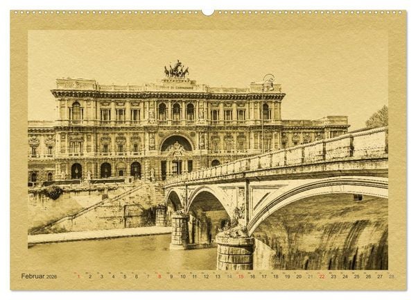 Produktbild: Rom-Ein Kalender im Zeitungsstil (hochwertiger Premium Wandkalender 2026 DIN A2 quer), Kunstdruck in Hochglanz