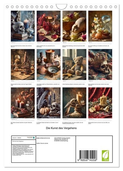 Produktbild: Die Kunst des Vergehens (Wandkalender 2026 DIN A4 hoch), CALVENDO Monatskalender