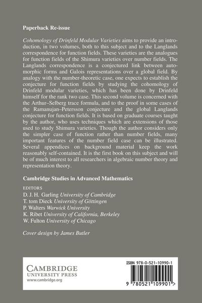 Produktbild: Cohomology of Drinfeld Modular Varieties, Part 2, Automorphic Forms, Trace Formulas and Langlands Correspondence