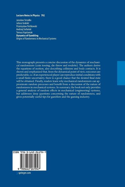 Produktbild: Dynamics of Gambling: Origins of Randomness in Mechanical Systems