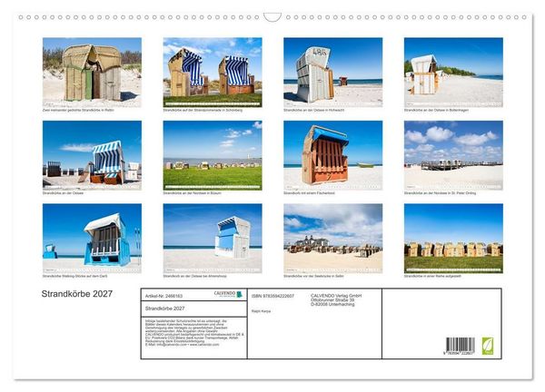 Produktbild: Strandk&ouml;rbe 2027 (Wandkalender 2027 DIN A2 quer), CALVENDO Monatskalender