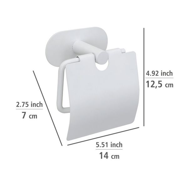 Produktbild: Turbo-Loc&reg; Toilettenpapierhalter mit Deckel Mod. Orea White matt, aus rostfreiem Edelstahl