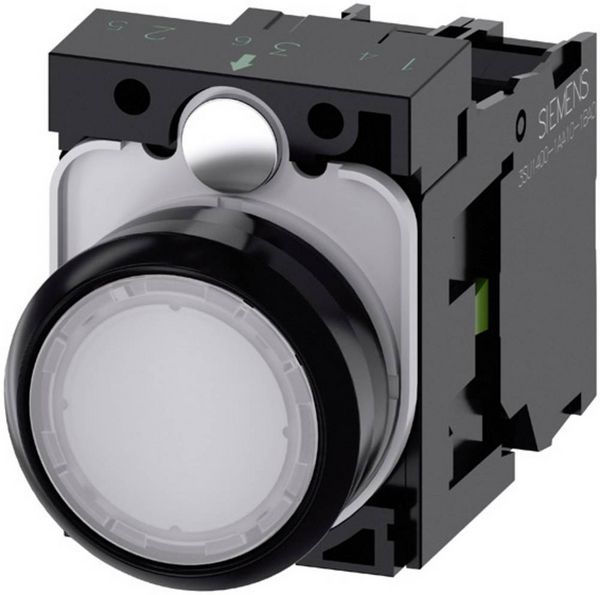 Produktbild: Siemens 3SU11020AB601BA0 3SU1102-0AB60-1BA0 Leuchtdrucktaster Frontring Kunststoff, Bet&auml;tiger flach Wei&szlig; 1 St.