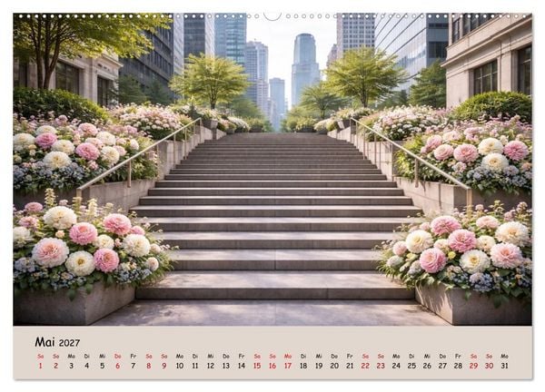 Produktbild: Urbane Oasen - Wo die Stadt aufblüht (hochwertiger Premium Wandkalender 2027 DIN A2 quer), Kunstdruck in Hochglanz