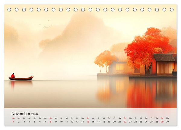 Produktbild: Japan. Eine k&uuml;nstlerische Reise im Aquarellstil (Tischkalender 2026 DIN A5 quer), CALVENDO Monatskalender