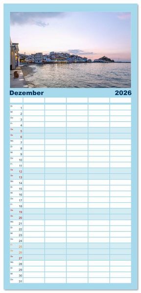 Produktbild: Familienplaner 2026 - Samos. Griechische Inselsch&ouml;nheit mit 5 Spalten (Wandkalender, 21 x 45 cm) CALVENDO