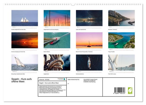Produktbild: Segeln - Kurs aufs offene Meer. (hochwertiger Premium Wandkalender 2026 DIN A2 quer), Kunstdruck in Hochglanz