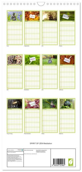 Produktbild: Familienplaner 2026 - SPIRIT OF ZEN Meditation mit 5 Spalten (Wandkalender, 21 x 45 cm) CALVENDO