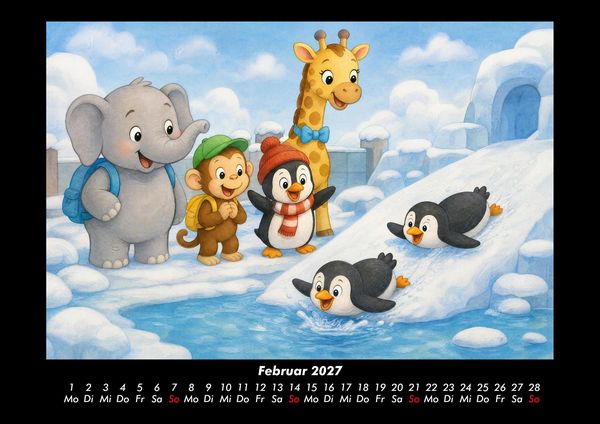 Produktbild: Ein Jahr im Zoo mit Raffi und Freunden 2027 Fotokalender DIN A3