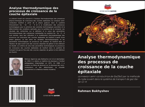 Produktbild: Analyse thermodynamique des processus de croissance de la couche &eacute;pitaxiale