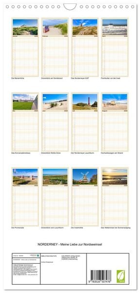 Produktbild: Familienplaner 2026 - NORDERNEY - Meine Liebe zur Nordseeinsel mit 5 Spalten (Wandkalender, 21 x 45 cm) CALVENDO